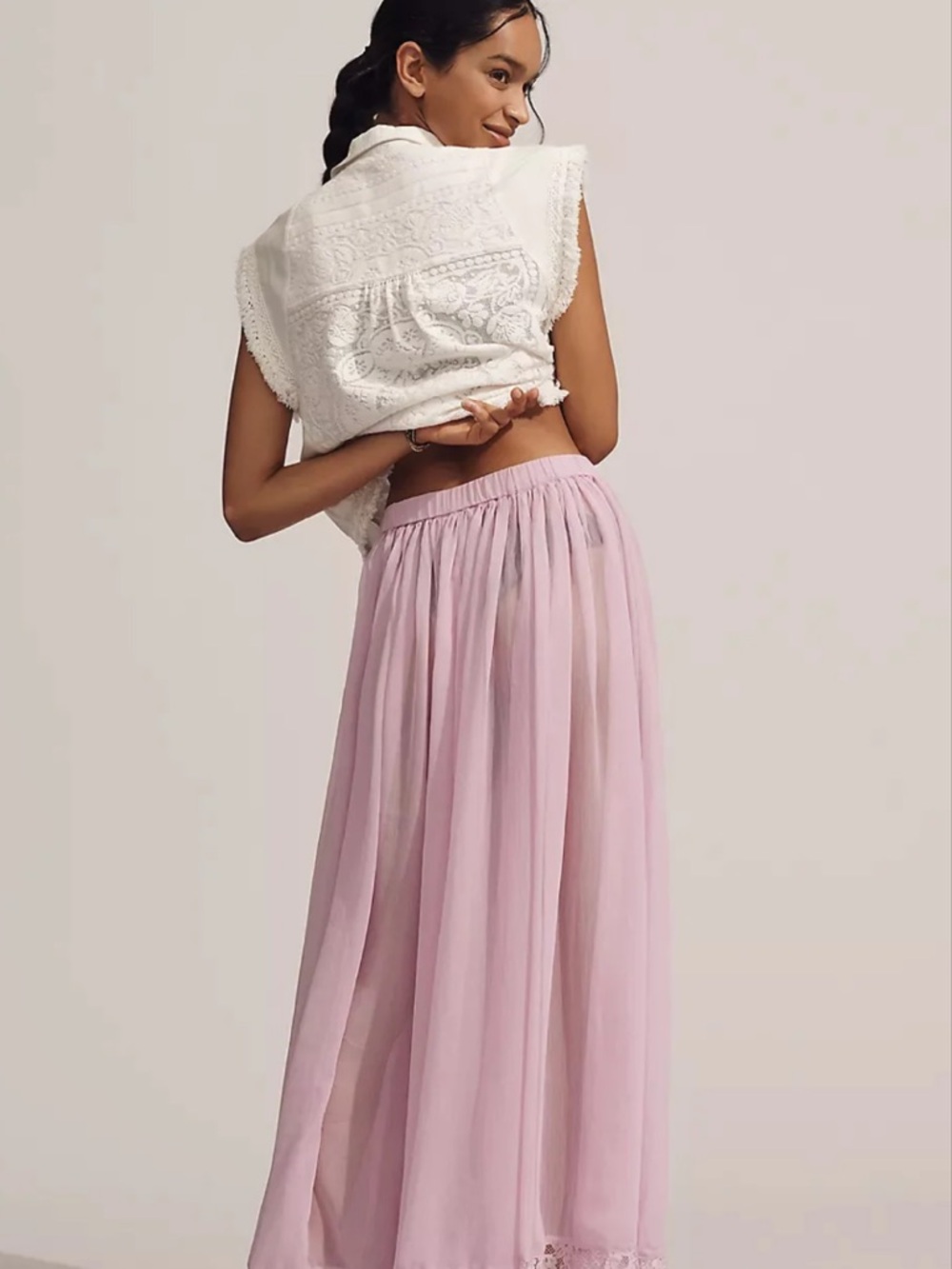 Sheer Maxi SkirtBy Anthropologie NWOT COLOR- Lavender OVERSIZED
